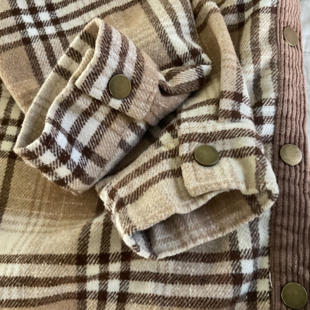 Altar’d State Redford Brown Plaid Shacket Oversized Baggy Flannel - Picture 8 of 8